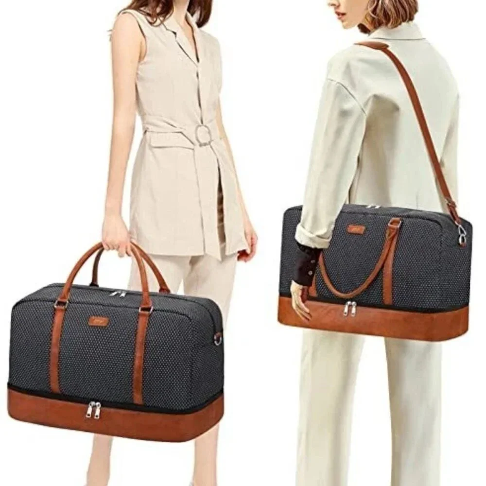 WEEKENDER BAGS 3 pc Shoe Compartment Navy‎ White Polka Dot IBFUN NWOT